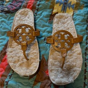 Tory Burch Tan Leather Miller cloud sandal size 9